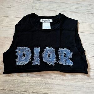 Christian dior denim logo cropped tank top